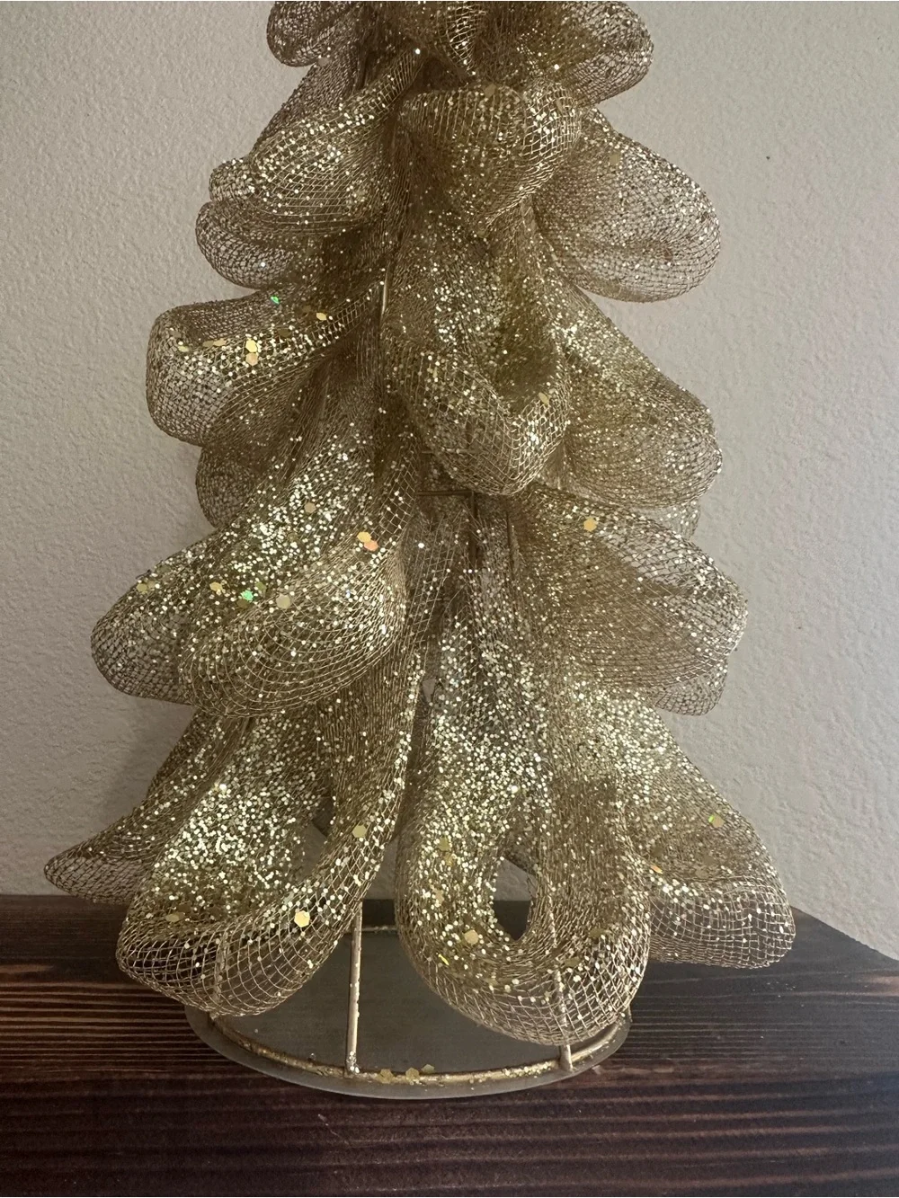 Gold Sparkle Holiday Tree Decor - Festive Tabletop Accent